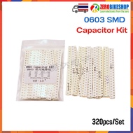 0603 SMD Capacitor Kit ชุดคาปาซิเตอร์แบบ SMD 0603 ประกอบด้วยค่าความจุ 16 แบบ 10pF-22uF 50V รวม 320