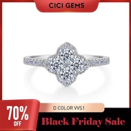 CICI GEMS 1.3 CT Moissanite Ring Lucky Ladies D VVS1 18K Gold-Plated Laboratory Creative Hypoallerge