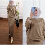 SUIT MUSLIMAH MEGAN BATWING, BLOUSE+SKIRT, SET CANTIK RAJUT FASHION MUSLIMAH NEW TRENDY