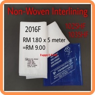 (5 meter/pkt) Non-Woven Interlining Taiwan/ Kertas Gum Taiwan/ Kain Gum/ Lapik Kolar (2016F, 1025HF/
