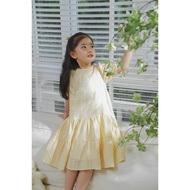 LEAH baby girl dress with 3-layer mushroom loose design and soft, light cotton puff sleeves for 3,4,