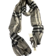 本月特價!!!全新BURBERRY SACRF 70x220cm 3743234 羊毛灰色格紋 #巴寶莉超薄圍巾,冷氣披肩