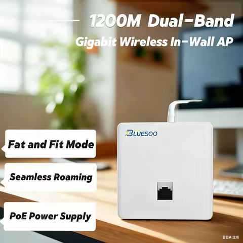 Bluesoo Wireless 1200Mbps In-wall AP Wireless Gigabit Access Point DualBand 2.4G&5.8G AP for Hotel/H