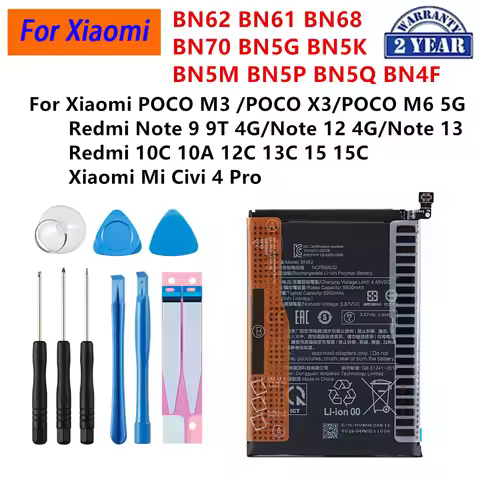 BN62 BN61 BN68 BN70 BN5G BN5K BN5M BN5P BN5Q BN4F Battery For Xiaomi POCO M3 X3 Note 9T 12 13 Redmi 