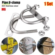 JOWENTY 1Set M6 Round Tube Clamp, 304 Stainless Steel Screws Pipe U-clamp,  With Baffle Round Bolt f