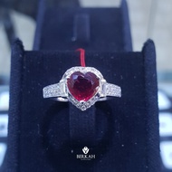 Cincin Hati Emas 40% Berlian Asli Natural Diamond HQ Batu Merah Ruby