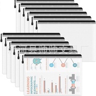 fail buku sekolah file buku sekolah Black Zipper File Bag Transparent Grid File Bag Information Bag 