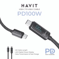 HAVIT HVCB-CB6247 PD100W USB-C to USB-C Fast Charging Cable with LED Display 2 Metres