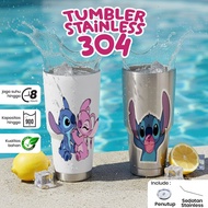 304 Stainless Steel Tumbler with Stitch and Angel Design from Lilo & Stitch, 900ml Capacity, Can Mai