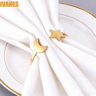 IVANES 6PCS Star Napkin Buckle, Minimalist Metal Moon Napkin Rings, Party Supplies Modern Gold/Silve