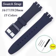 Watch Strap Rubber for Swatch Strap Colorful Silicone Wristband Bracelet for Swatch Accessories 16mm 17mm 19mm 20mm Strap Replacement 【JYUE】