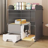 Cat Cage With Litter Box, Enclosure With 360° Caster Wheels and Climbing Ladder, Pet Playpen Indoor,
