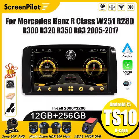 For Mercedes Benz R Class W251 R280 R300 R320 R350 R63 2005 2006-2017 Android 16 Car Radio Intellige
