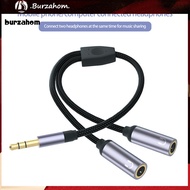 BUR_ Headphone Splitter 2 in 1 High Fidelity Lossless Nylon-Braided Dual 35mm Male Microphone Audio to 35mm Female Adapter Cable Computer Accessories