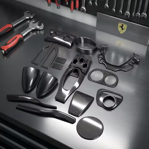 For Ferrari 458 2011-2016 black Real Carbon Fiber Car Gear Shift Window Control Panel Steering wheel