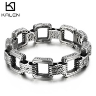 Kalen เครื่องประดับเครื่องรางสแตนเลสโทเท็มแกะสลักโซ่ทรงสี่เหลี่ยมจัตุรัสโบราณ