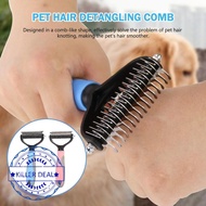 Pet Comb Double Untie Knot Rake Pet Dog Brush Hair Grooming Tool T4f9