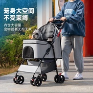 🚢Pet Stroller Dog Stroller Foldable Pet Trolley Easy Installation Foldable and Convenient Dinner Plate Dog Cart