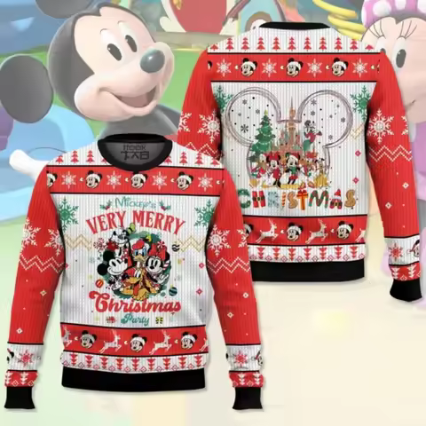 Disney Mickey Mouse Ugly Christmas Sweatshirts 3D Print Autumn Sweatshirts Y2K Children's Hoodies Me