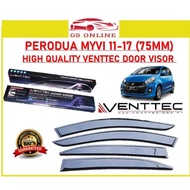 PERODUA MYVI (75MM) 2011 2012 2013 2014 2015  High Quality Venttec Door Visor Window Vent Air Press 