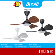 Alpha Ceiling Fan (36Inch) 8-Speed Remote Control DC Motor COSA Series Ceiling Fan EX36-3B/36 LED