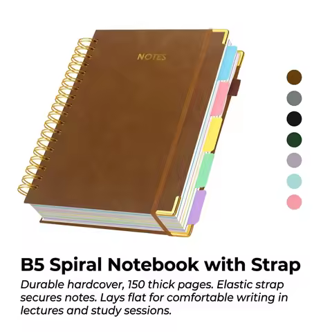 B5 Notebook Hardcover Spiral Journal 100gsm Thick Paper Lay Flat Writing Pad for Office School Meeti