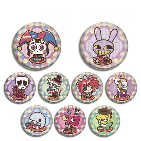 58mm Anime Pomni‌ Jax‌ Caine‌ Bubble‌ Zooble‌ Kinger‌ Cosplay Costumes SPTE Tin Plated Pin Badge Acc