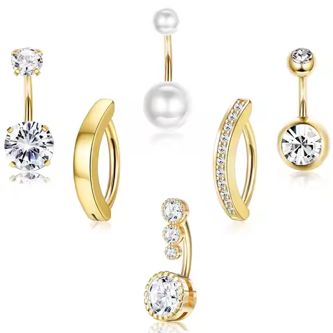 Bobisty Navel Piercings Ring Set Surgical Steel Belly Button Rings for Women Belly Rings CZ Clicker