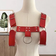 {Ready Stock}  Women Body Harness Faux Leather Chest Belt Adjustable Faux Leather Body Harness with Rivet Decor for Men Gay Clothing Rave Chest Strap