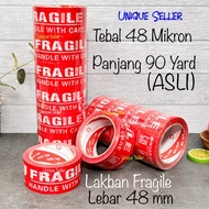 MERAH 6pcs Fragile Duct 48 mm x 90 Yard Thickness 48 MiltapeMIKRON Red Duct Tape/ Do Not Drop 2inch 