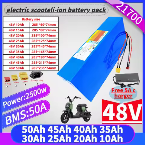 48V 10Ah 20Ah 30Ah 40Ah 50Ah 15Ah 21700 Lithium battery pack With 50A BMS 0-2500W For E-tools motorc