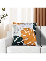 自然風格龜殼和竹葉藝術枕套坐墊套，適用於沙發枕頭