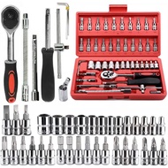 [sanck time] 46 Pcs Car Motorcycle Shock Wrench Set Complete Socket Tool Kit Fits L-Shaped Motorcycl