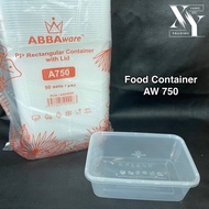 ABBAware A750 Rectangular Container (50sets±) Abba 750ml 750ML Rectangular Disposable Plastic Food ContaineR