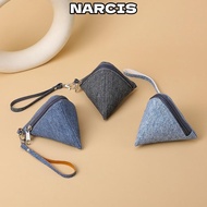 NARCIS Triangle Coin Purse, Mini Portable Coin Change Wallet, Multifunctional Canvas with Lanyard Ea