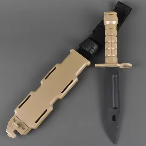 2pcs Rubber Knife Outdoor Military Training Foldable Plastic Knife With Scabbard for Combat game