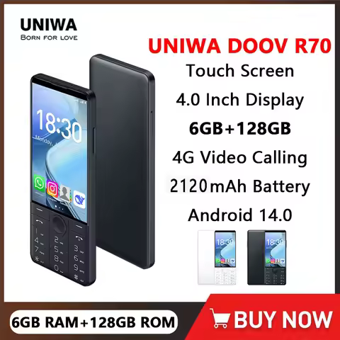 UNIWA DOOV R70 4G Smart Touch Screen Keypad Mobile Phone Android 14 4 Inch 6GB RAM+128GB ROM 2120mAh