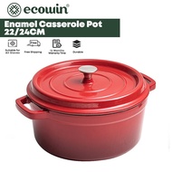 Ecowin Enamel Dutch Oven Pot Cookware Casserole Pot (22/24cm) Cast Iron Oven Safe
