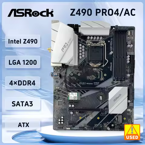 Asrock Z490 PRO4/AC Motherboard Intel Z490 Motherboard, LGA 1200 Support i5-10400F i7-10700F i3-1032