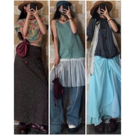 [April6 clothing/ Outfits by April6] vintage long dress Set, korea style, Japan style, retro 2hand. 