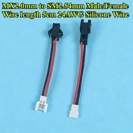 MX2.0mm 51005 Male/Female Head To SM2.54mm Female/Male Head 2Pin Extended Cable 5CM 24AWG Silicone W
