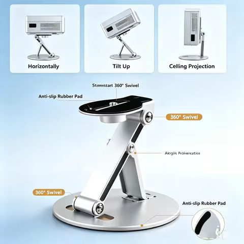 Feilimud Mini Projector Desktop Stand Portable Foldable Gimbal Bracket Suit for E900 MINI Projector 