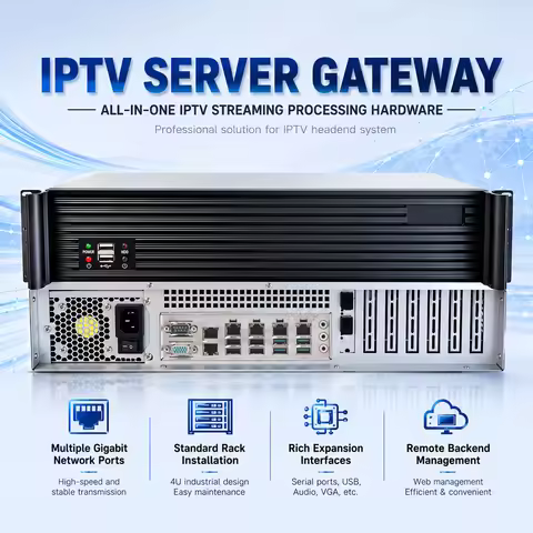 2U Rackmount IPTV Server Streaming Server Multi Gigabit LAN Ports Industrial Rack PC IPTV Gateway CA