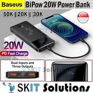 Baseus Bipow 20W PD Fas Charge Powerbank 10000mAh 20000mAh 30000mAh Digital LED Display Portable Charger Power Bank, Battery Charger, Dual Inputs Type C and Micro,2 USB Outputs + 1 Type-C Output, 10kmAh 20kmAh 30kmAh