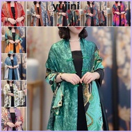 YUJINI Silk Scarf Headscarf, Thin Sunscreen Satin Buckle Shawl Coats, Fashion Ethnic Style Sun Prote