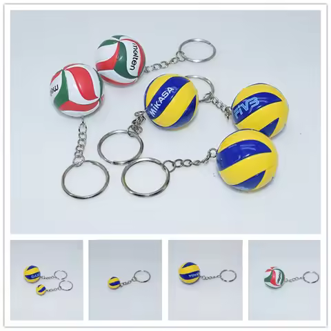 PVC Volleyball Key Chain Beach Ball Creative Cartoon Sports Keychain Souvenir Mini Ball Car Keyring 