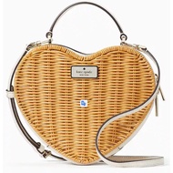 Pre-order: Kate Spade Love Shack Heart Wicker Crossbody In Parchment K7403