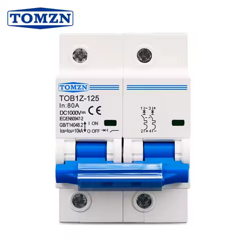 TOMZN 2P 1000V DC MCB TOMZN 80A 100A 125A Circuit Breaker PV System C Curve Battery Main Switch