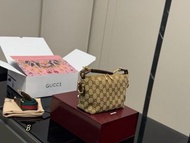 GUCCI 新款飯盒包 手拿包 斜孭包 經典G老花方格紋
