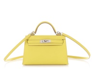 Hermès Lime Epsom Mini Kelly 20 II Palladium Hardware, 2023